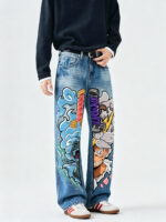 ONE PIECE anime High Street Digital Print Cowboy New Style Street Trendy Loose Fit Casual Pants12OZ - Image 3