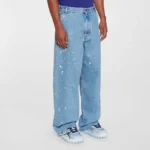 Mens Wide-Leg Paint Jeans