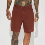 Back Relaxed Denim Shorts - Brown - Image 4