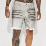 Smoke Stack Relaxed Denim Shorts - Grey