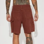 Back Relaxed Denim Shorts - Brown - Image 3