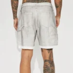 Smoke Stack Relaxed Denim Shorts - Grey - Image 3