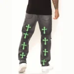 Men's Black and Green Jeans - Image 2
