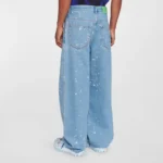 Mens Wide-Leg Paint Jeans - Image 4