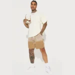 Relaxed Denim Shorts Jeans Taupe - Image 4