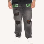 Men's Black and Green Jeans