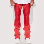 Count On It Stacked Skinny Flare Jeans - Red