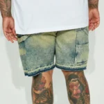 Relaxed Denim Shorts - Yellow - Image 3