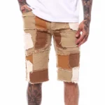 Khaki Distressed Relaxed Fit Shorts