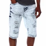 Mens Acid Wash Distressed Denim Shorts - Image 3