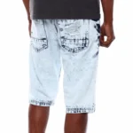 Mens Acid Wash Distressed Denim Shorts - Image 2