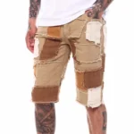 Khaki Distressed Relaxed Fit Shorts - Image 2