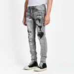 Rogue Jeans Size 32 Blue Skinny Regular Distressed Gothic Graffiti Acid Washed - Image 4