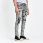 Rogue Jeans Size 32 Blue Skinny Regular Distressed Gothic Graffiti Acid Washed - Image 3