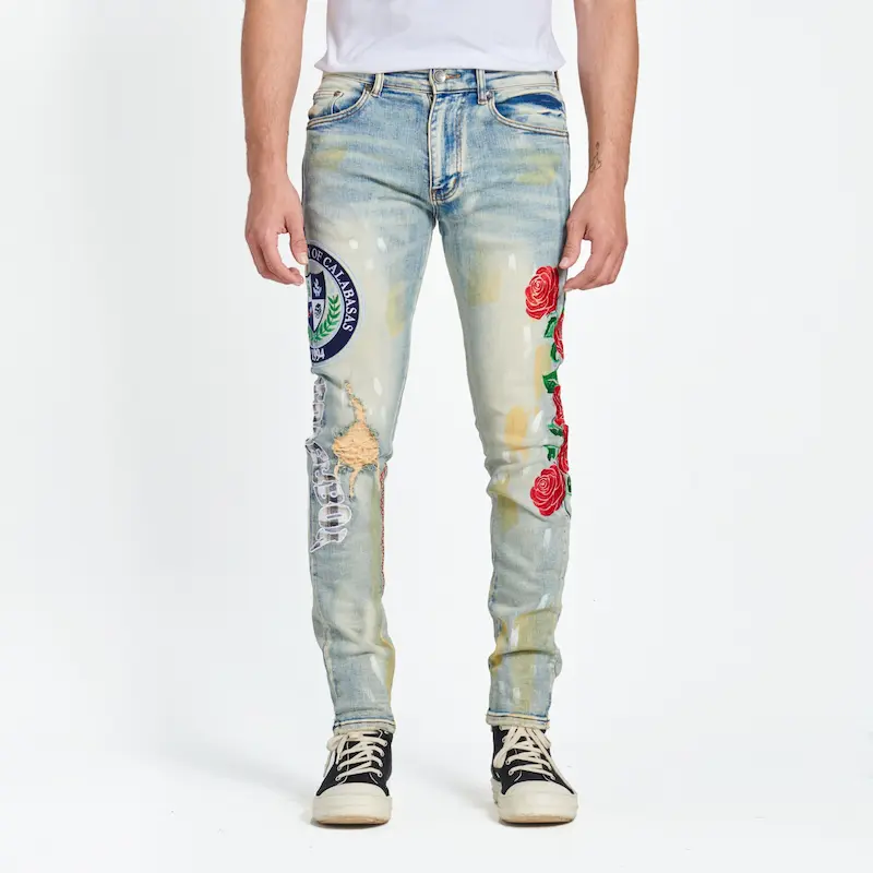 custom embroidered jean shirt Dropout Jeans Grass Wash - Image 1