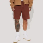 Back Relaxed Denim Shorts - Brown