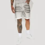 Smoke Stack Relaxed Denim Shorts - Grey - Image 4