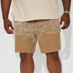 Zip Fly Back Pockets Open Hem Stretch Relaxed Shorts - Image 2