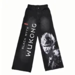 Men's denim pants full width digital printing anime series wukong