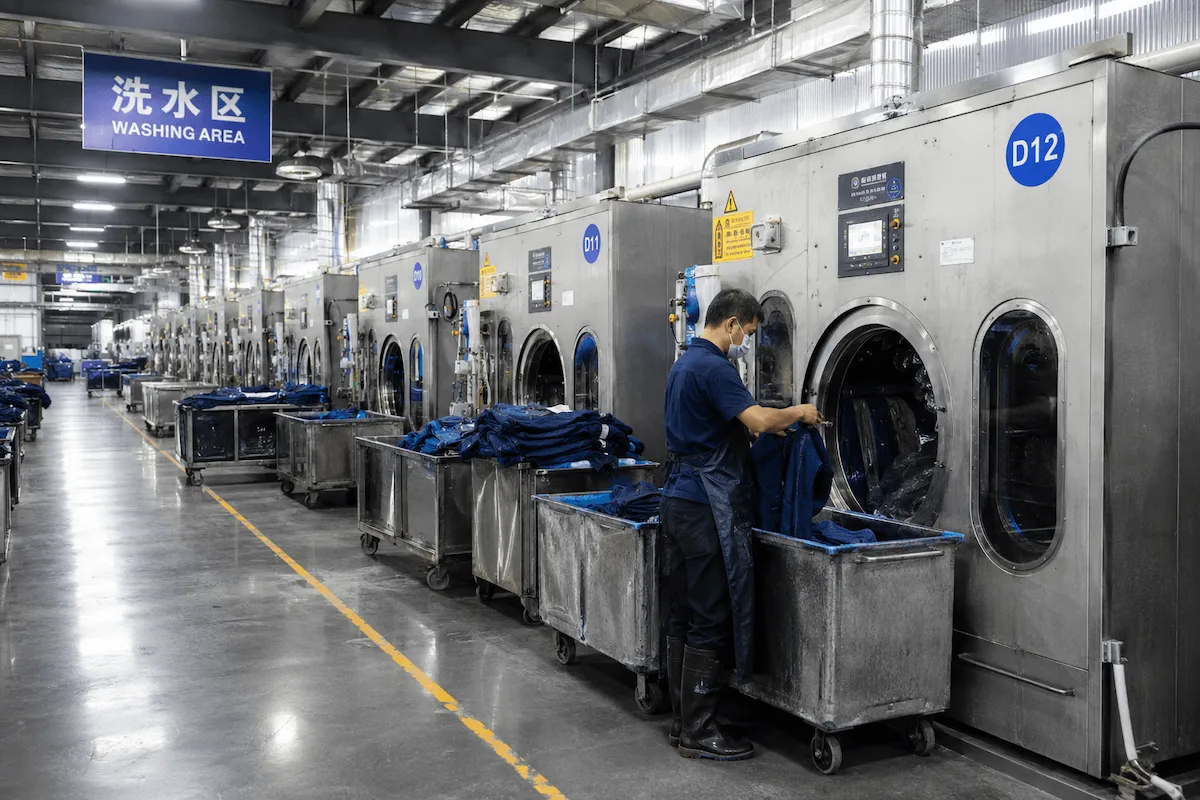 Professional denim washing machines in Aeedenim factory