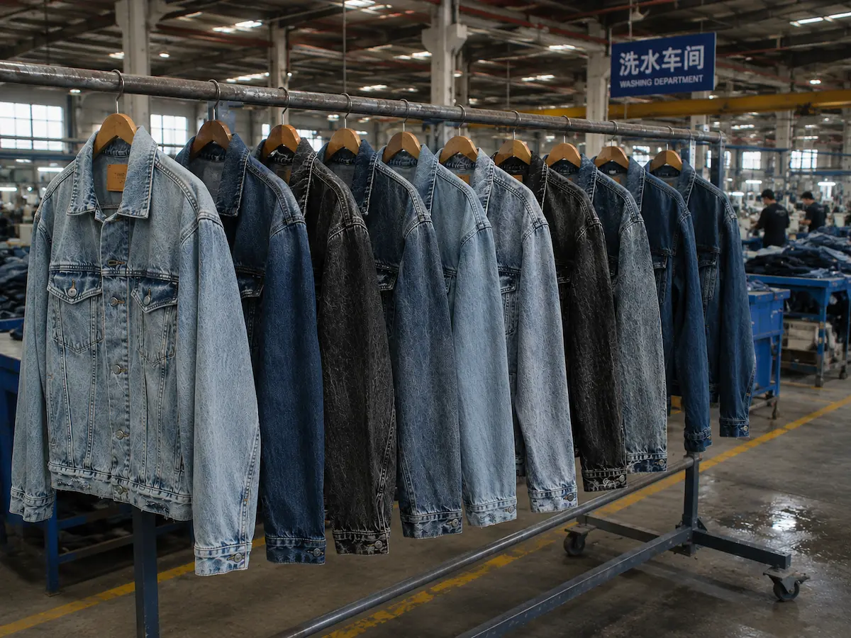 Custom denim jacket manufacturing and professional washing department - Aeedenim factory