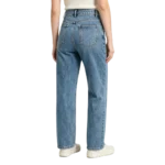 Acid wash mom jeans women marbling pattern denim grain and vintage fade macro close-up detail