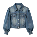 Voluminous balloon sleeve denim jacket women fashion silhouette custom manufacturer