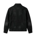 Matte black finish stretch denim jacket men modern sleek custom factory