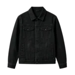Black rinse stretch denim jacket men urban slim fit custom manufacturer