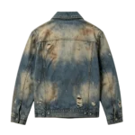 Destroyed bleached ripped men's denim jacket heavy distress custom factory