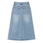 Vintage wash button front midi denim skirt women classic design custom factory