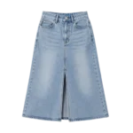 A-line midi denim skirt women elegant silhouette button front custom manufacturer