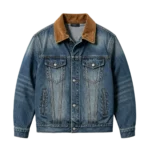 Vintage corduroy collar trucker denim jacket men classic design custom manufacturer