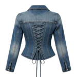 Lace-up corset back detail women's denim jacket fitted silhouette custom factory
