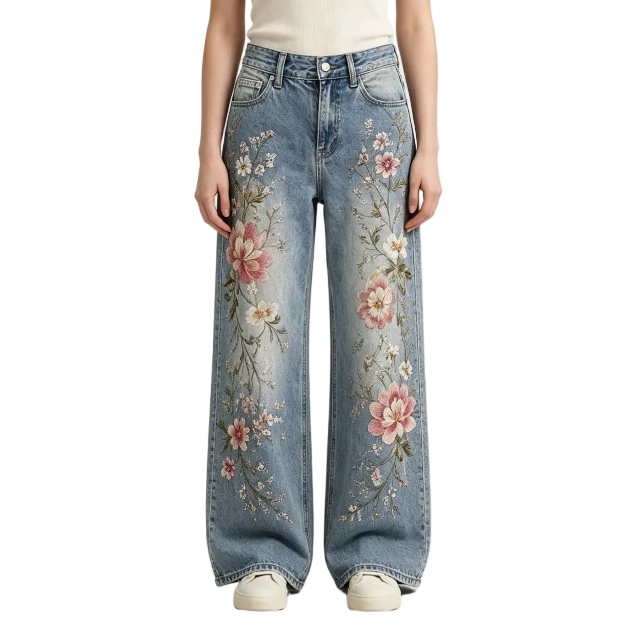 Embroidered Floral Jeans Women Thread Pattern Women's embroidered floral jeans thread pattern density back pocket embroidery and yoke design