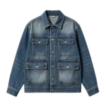 Heavyweight denim chore coat men workwear utility four-pocket design custom factory