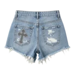 High waist vintage wash cutoff denim shorts women summer streetwear custom manufacturing