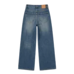 High waist palazzo wide leg jeans women full length drape custom denim factory