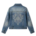 Botanical laser floral design women's denim jacket sustainable custom factory