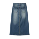 Long denim maxi skirt women high front slit design premium fashion custom manufacturer