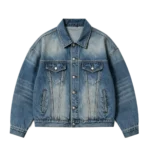 Oversized boxy trucker denim jacket men relaxed streetwear silhouette custom manufacturer