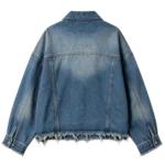 Raw edge oversized denim jacket women slouchy fit custom streetwear factory