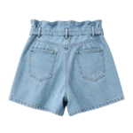 Elastic waist paperbag tie women's denim shorts feminine silhouette custom manufacturer