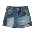 Artistic panel patchwork denim skirt women contrast fabric design custom manufacturer