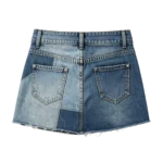 Colorblock mixed wash patchwork women's denim skirt custom panel construction factory