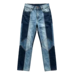 Women's two-tone patchwork panel jeans contrast denim design custom factory