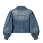 Statement puff sleeve women's denim jacket fashion design custom factory