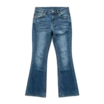 Women's slim bootcut jeans fitted thigh subtle flare opening stretch denim custom manufacturer