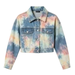 Hand dyed tie-dye cropped denim jacket women artisan custom manufacturer