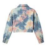 Color wash tie-dye women's cropped denim jacket artistic custom factory